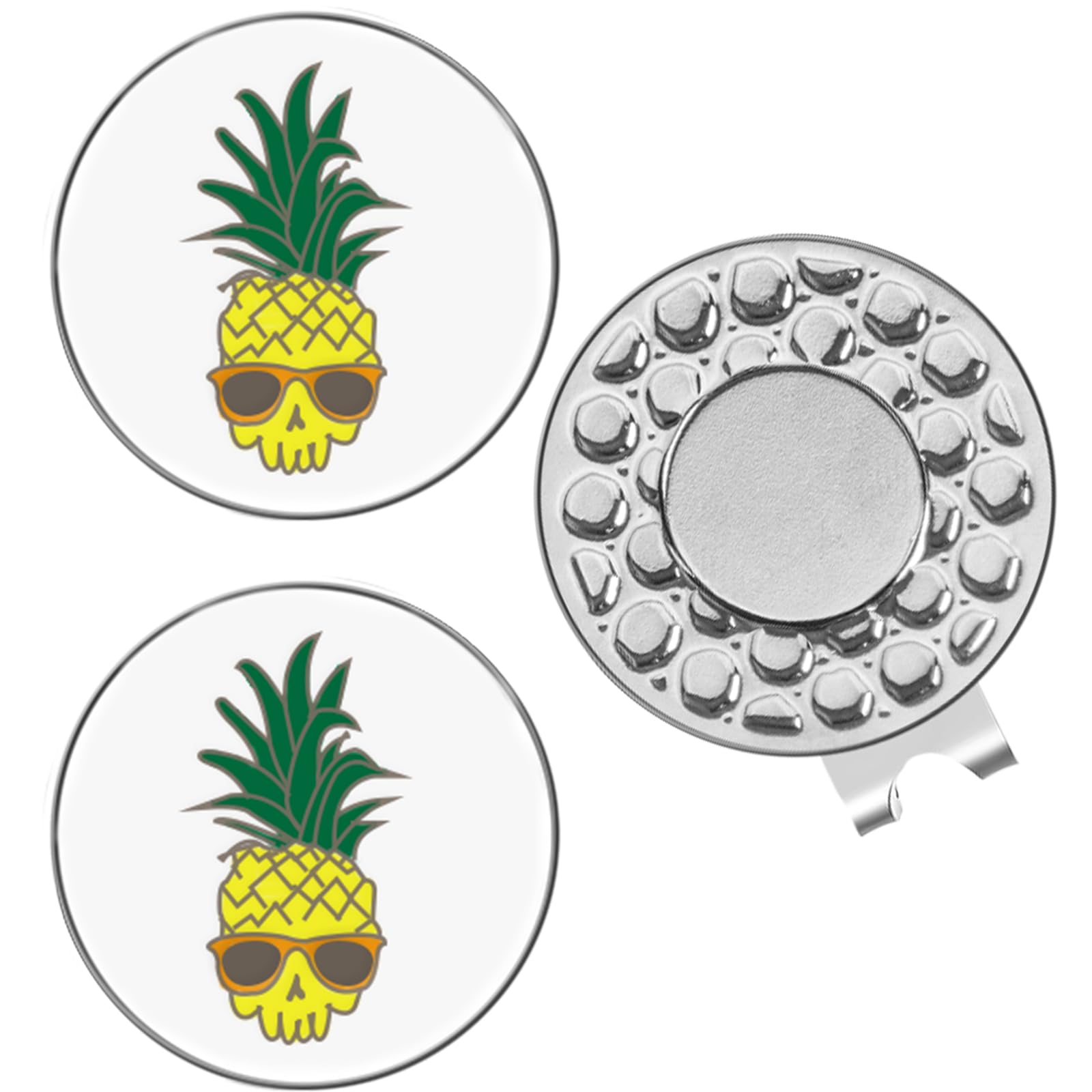 AMRTA Magnetic Golf Ball Marker Hat Clip 1pcs with 2pcs Ball Markers Golf Ball Markers Personalised for Putting Coin Golf Gifts Golfer (Ananas)