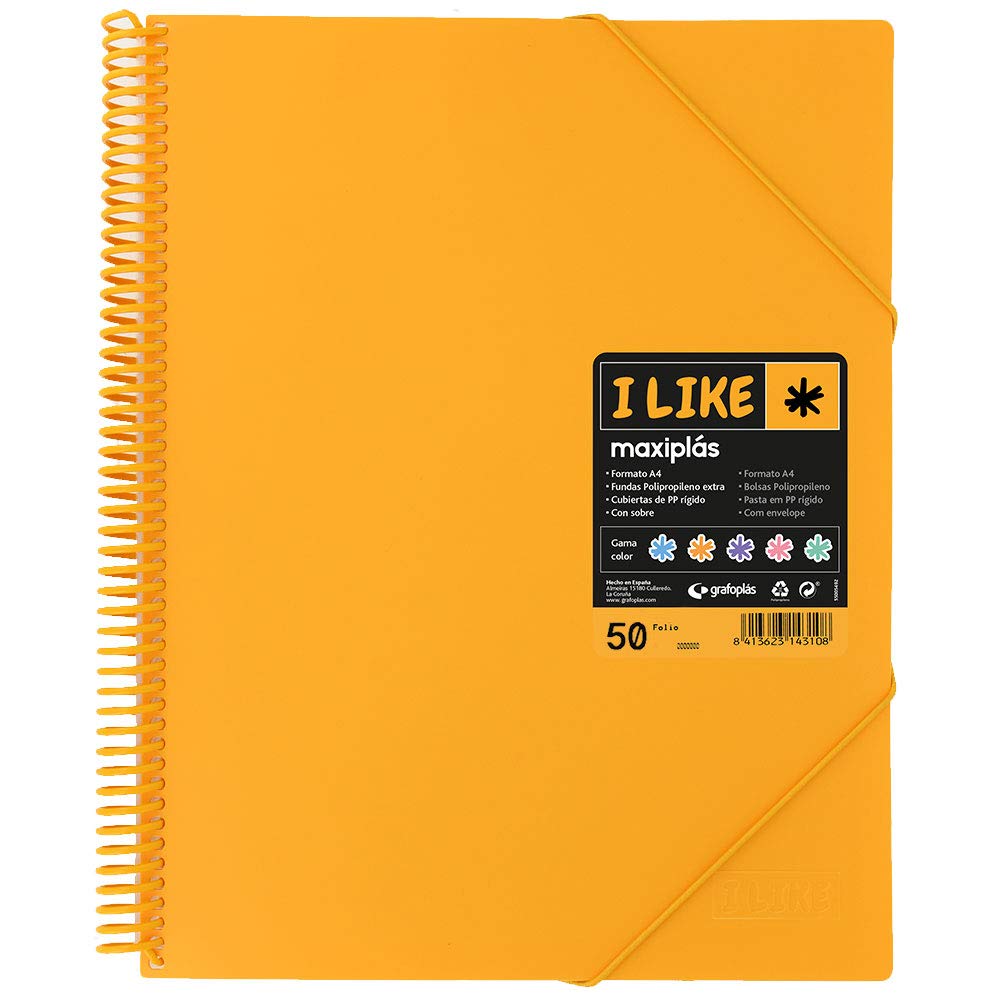 Grafoplás Maxiplás I Like - Spiral Folders, 50 Sleeves, Orange (Mandarin)