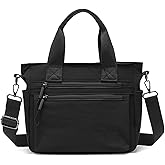 Small Nylon Tote Bag for Women Lightweight Crossbody Tote Handbag with Long Strap for Daily, Work, College & Travel
