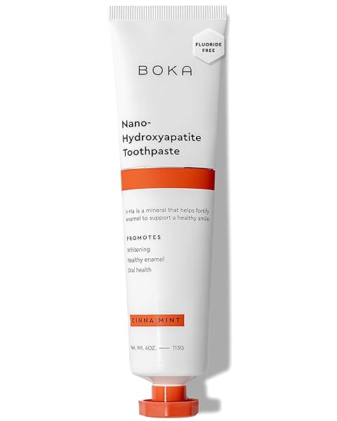 BOKA FLUORIDE FREE TOOTHPASTE NANO HYDROXYAPATITE, HELPS REMINERALIZE, APPROPRIATE FOR SENSITIVE TEETH, WHITENING – FOR ADULT, KIDS ORAL CARE – CINNAMON MINT FLAVOR, 4 FL OZ 1PK – US MANUFACTURED