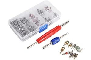 102 Pieces Car AC Core Tools Assortment Kit, A/C R12 R134a Valve Stem Removal Tools AC Valve Core Kit