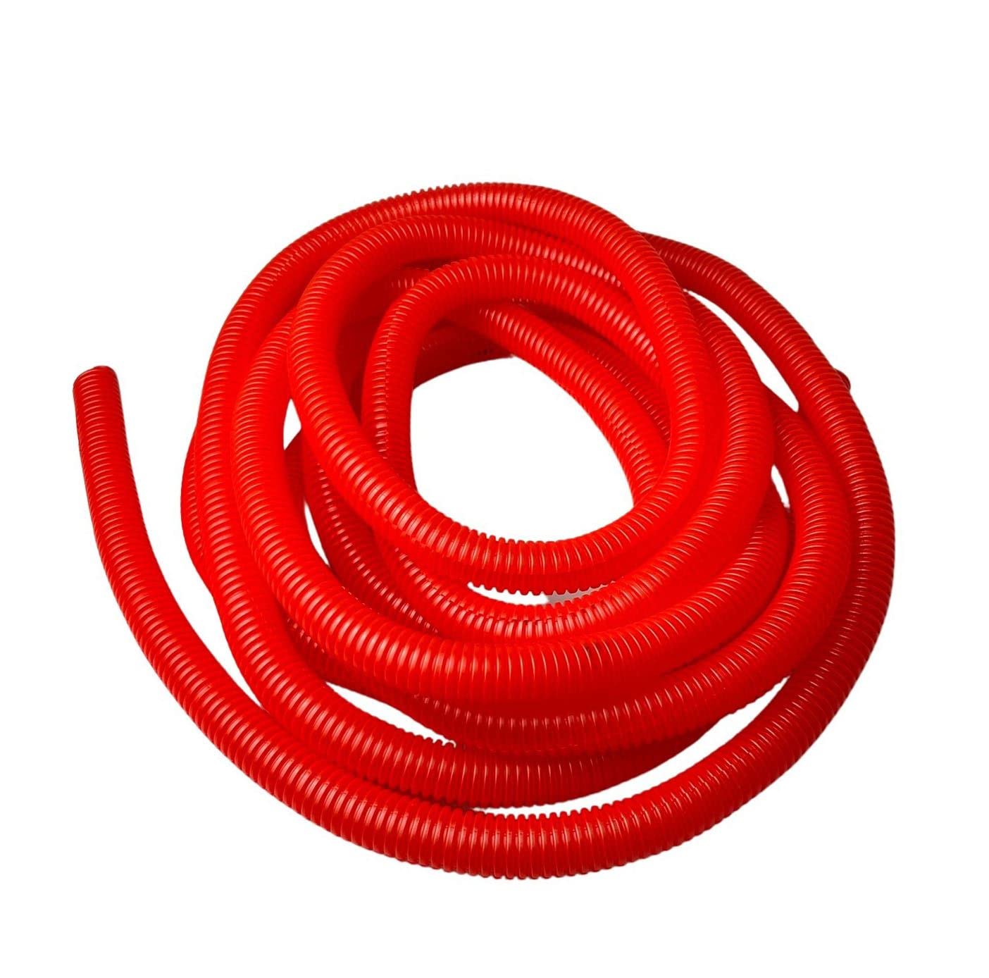 PE Red Corrugated Conduit Flexi Pipe Tube Split 15mm - 5m