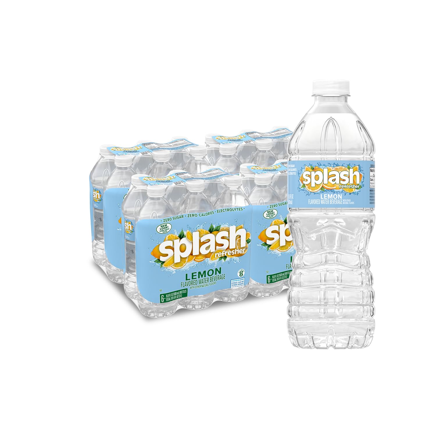 Photo 1 of Splash Refresher, Lemon Flavor Water Beverage, 16.9 Fl Oz Plastic Bottles (24 Count)