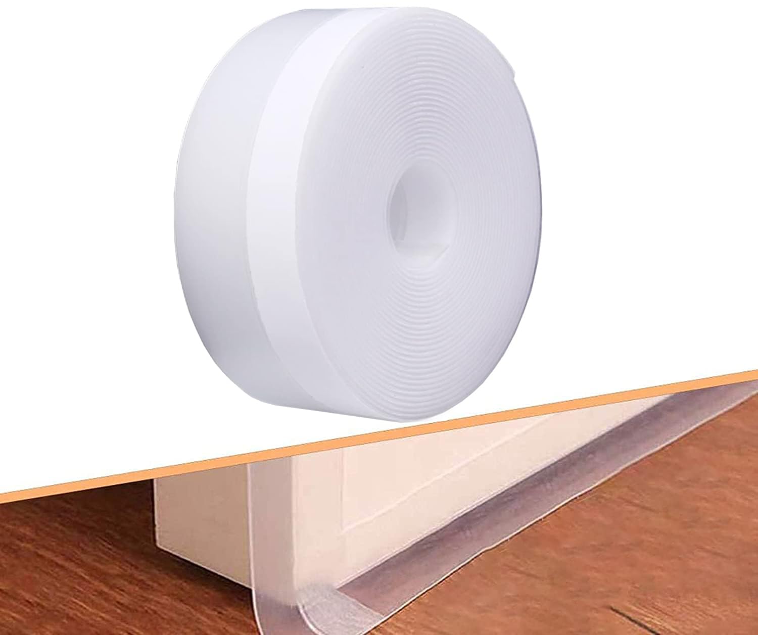 5M/16.4ft Door Sealing Strip, Silicone Door Bottom Seal Strip Transparent Self Adhesive Weather Stripping Window Draft Excluder Tape Wind Blocker Windproof, Dustproof, Soundproof, Insect Proof