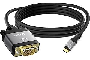 USB C to VGA Cable 10 FT, USB Type-C to VGA Adapter Cord, (Thunderbolt 3/4) Compatible with iPhone 16/15 Series, MacBook Pro/