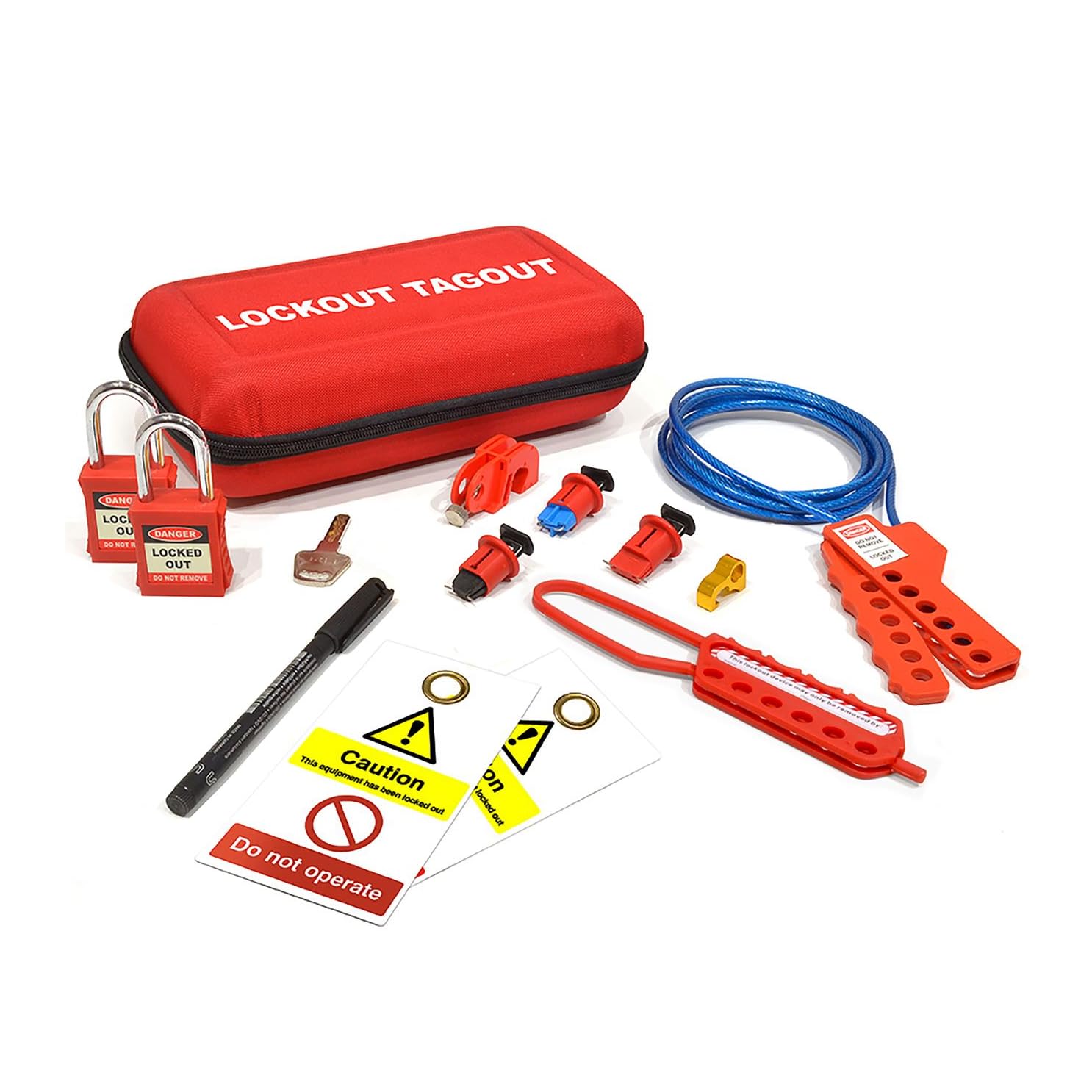 Lockout Tagout Electrical Kit 13 Piece Padlocks Tags Circuit Breakers Hasp With Hard Shell Carry Case