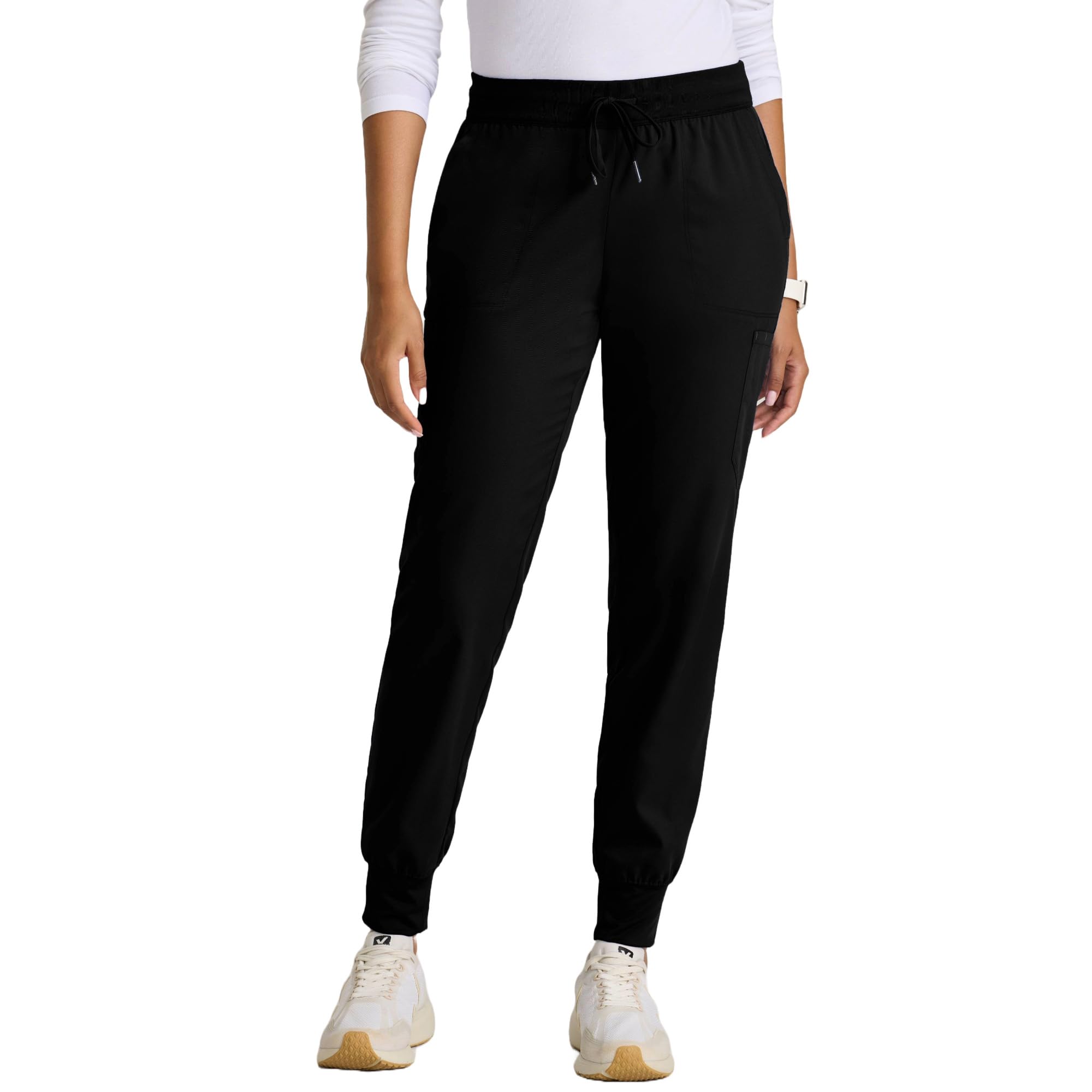 Photo 1 of BARCO Grey’s Anatomy Classic Finley Scrub Jogger for Women – Black, 6-Pocket Mid-Rise Pants with Natural Stretch, Super Soft Touch, Soil Release Fabric Finish – XS, Petite Fit