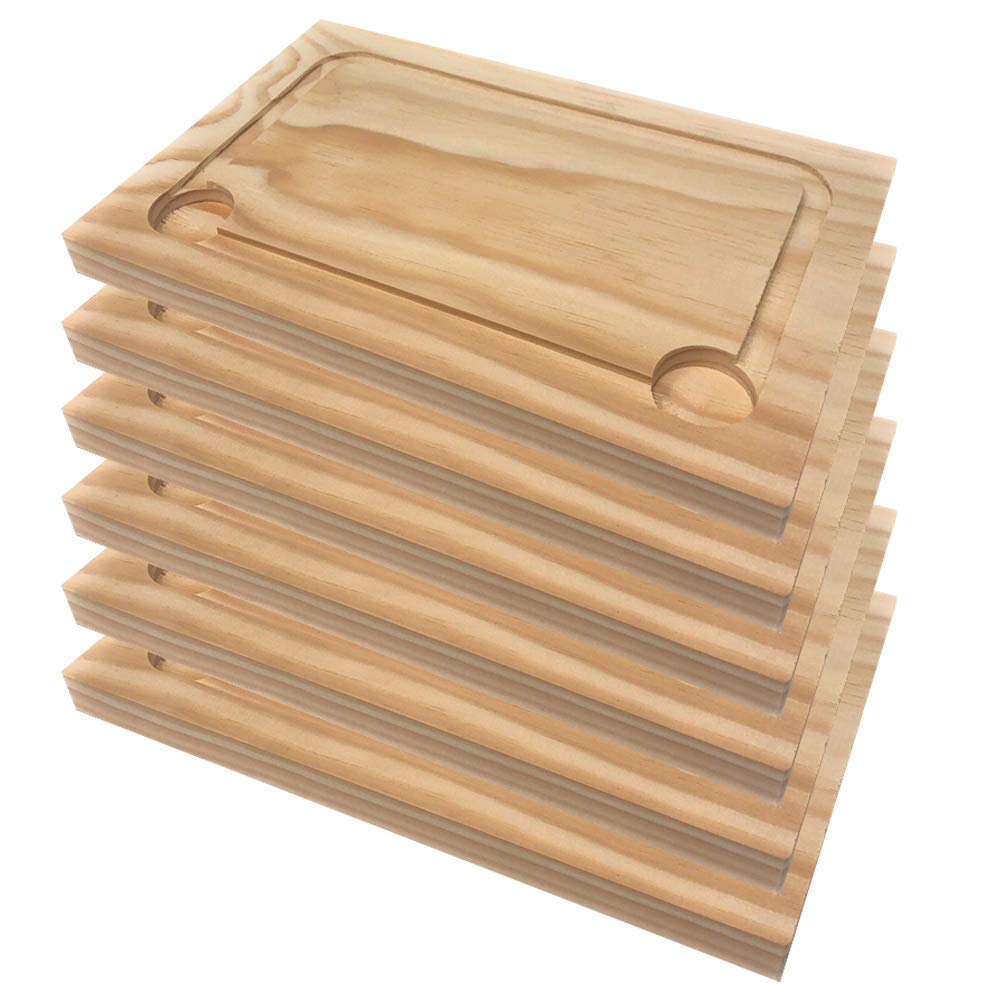 Space Home - Chopping and Serving Boards - Steak Plates - Set of 6 - Pine Wooden