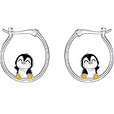 Fryneauy Cute Animal 925 Sterling Silver Hoop Earring Circle Earring S925 Jewelry for Women