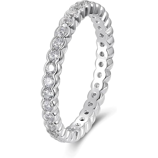 thumbnail image 2 of Jiostonor Moissanite Wedding Band - 925 Sterling Silver Eternity Ring With 18K Gold Plated 2 of 14