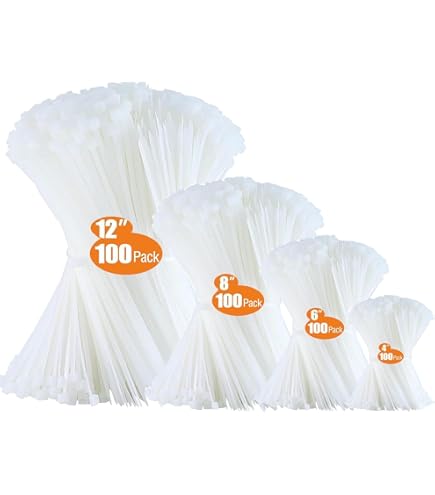 thumbnail image 2 of Selectric Heavy Duty Nylon Cable Ties – 200 Pack – White & Black – Thick Long Zip Ties 2 of 4