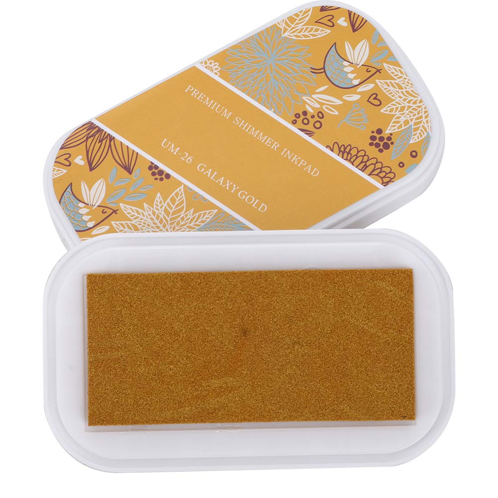 Stamp Pad, Ink Pads High Capacity Metal Color DIY Hand Stamping Ink Craft for DIY Coloring Stamps Book Paper Wood Fabric(Rocket Golden Red)