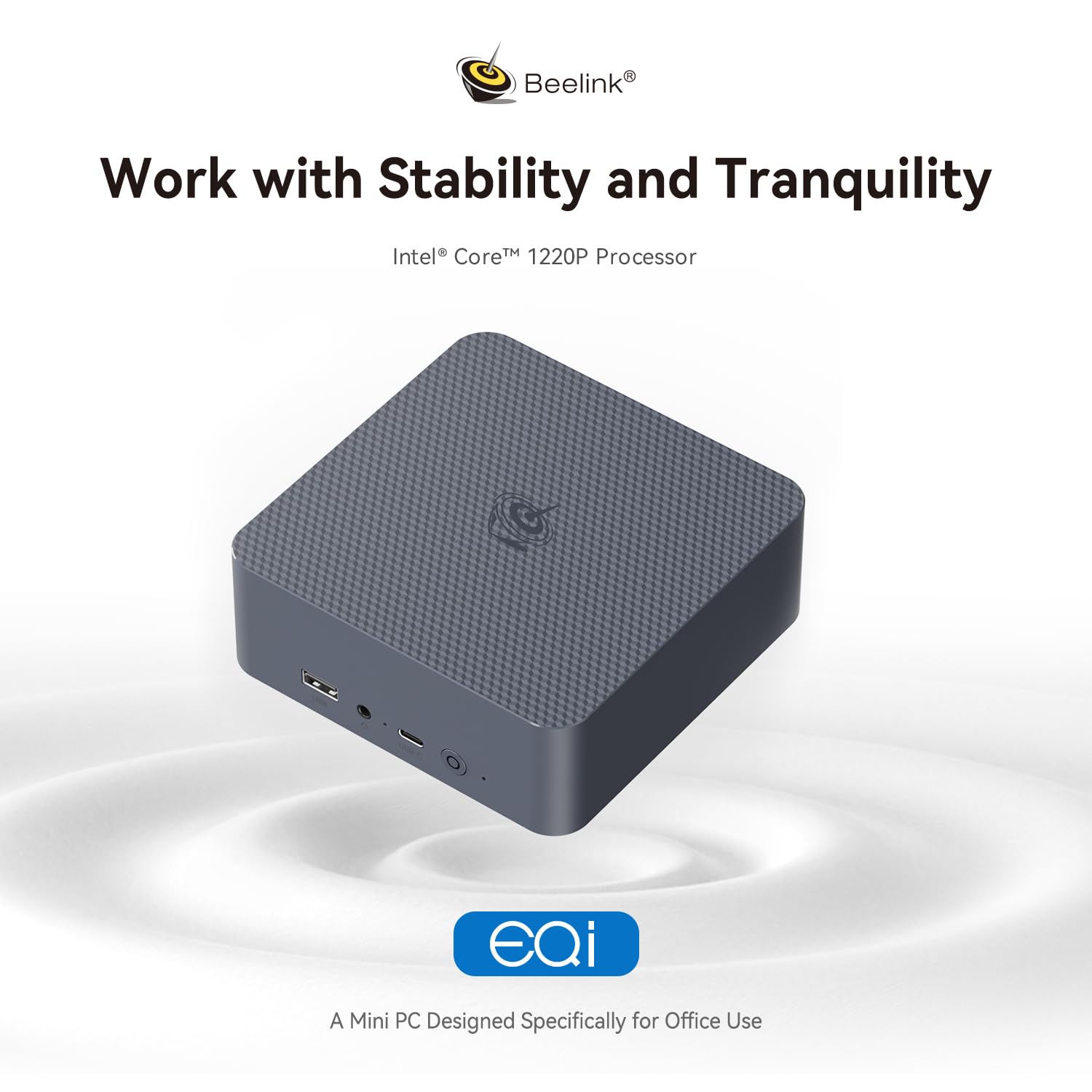 Beelink EQi12 Mini PC, Intel Core i3-1220P (up to 4.4GHz) 10C/12T, Mini Computer 32GB DDR4 RAM 1TB NVMe SSD, Desktop Computer Built-in PSU/Dual Display/4K 60Hz/WiFi6/BT5.2/HTPC/Home/Office/W-11 Pro