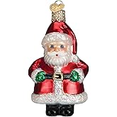 Old World Christmas Short Stuff Santa Glass Blown Ornament for Christmas Tree, Handcrafted Holiday Decoration, Santa Collection