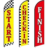 Hillsuren Start Finish and Check-in Advertising Package of 3 Feather Banner Red Yellow Swooper Flag Kits for Marathons, Races, Special Events