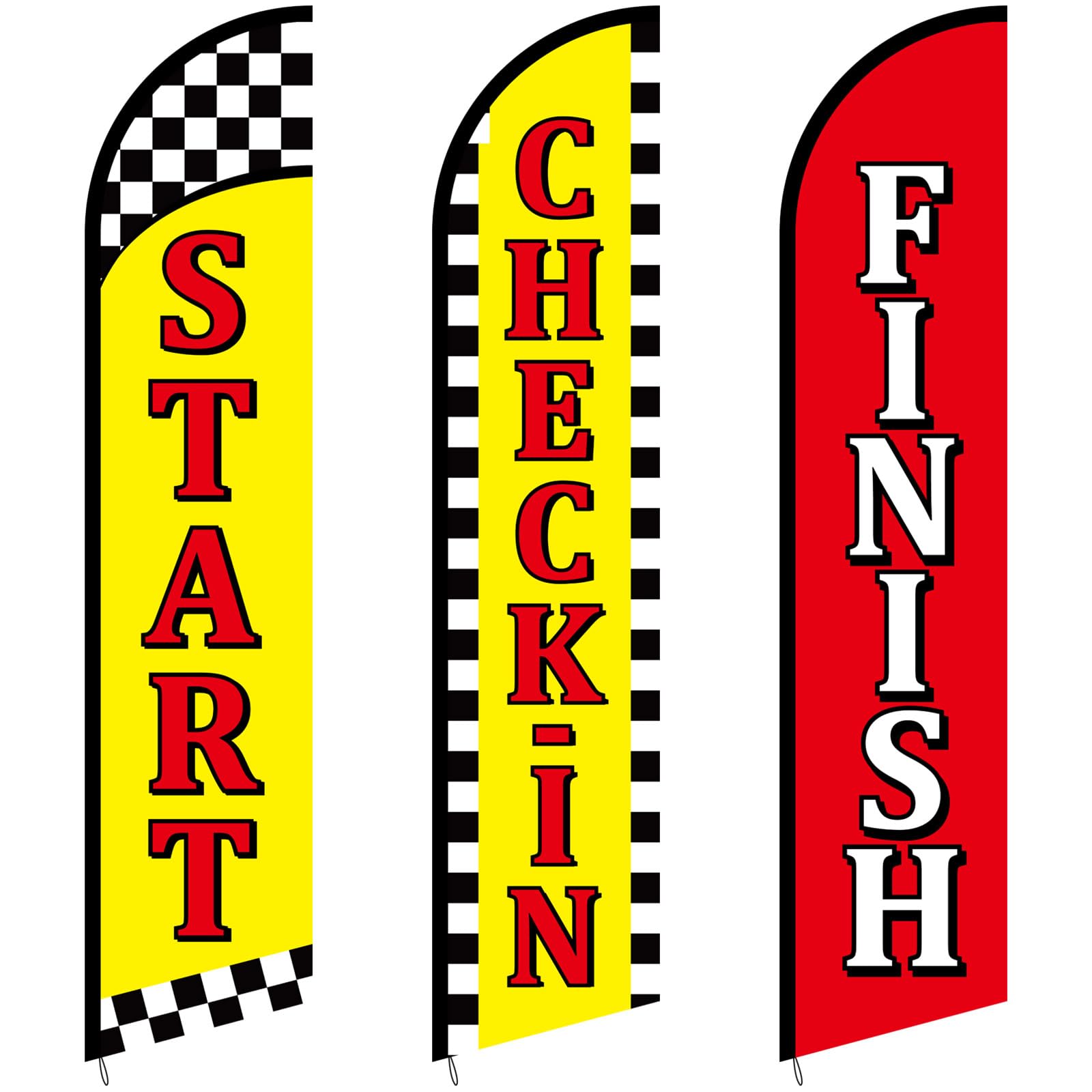 Photo 1 of Hillsuren Start Finish and Check-in Advertising Package of 3 Feather Banner Red Yellow Swooper Flag Kits for Marathons, Races, Special Events