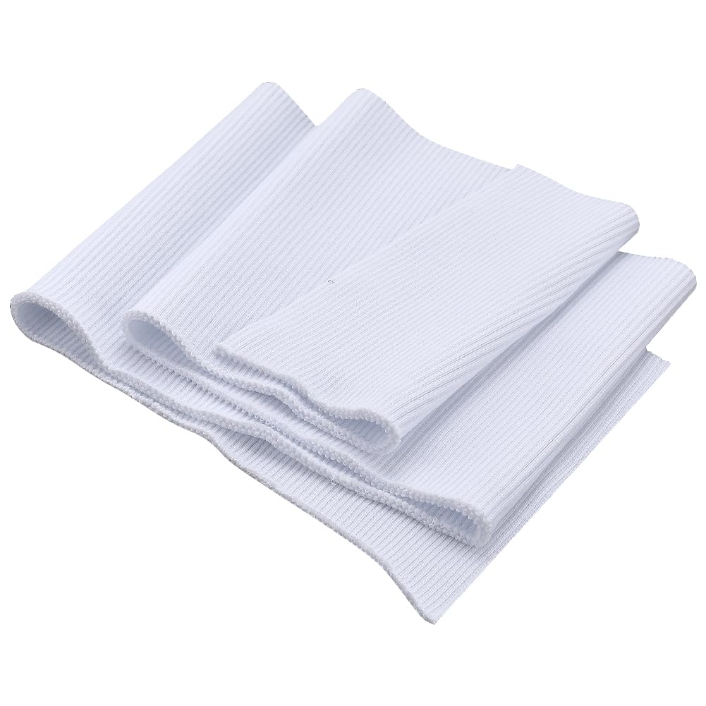 GORGECRAFT Cuffs Ribbing Stretch Knit Waistband Fabric Sewing Supplies Collar NeckBands Hem Trim Handcrafted Fabric Trimming for Sleeve Cuffs Jacket Neckline Edging Garments White 37.4x5.7inch