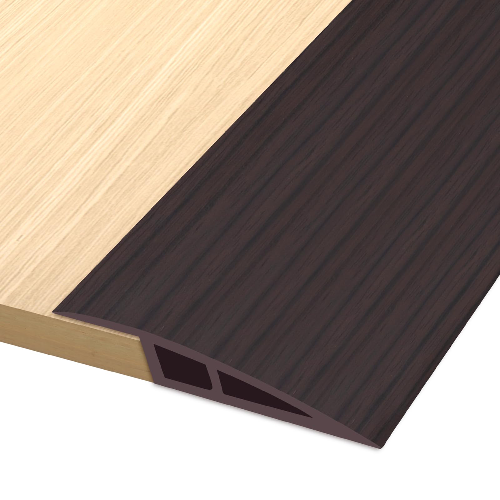 Photo 1 of Vinyl Door Threshold Flooring Transition Strip Self Adhesive Carpet Edging Strip for Laminate Doorway Edge Threshold from 3/5" to 4/5" (Black Walnut Wood Grain, 6.6 Ft)
