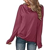 Minthunter Women's Long Sleeve Pullovers Cowl Neck Tunic Shirt Casual Sweatshirt Tops