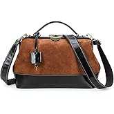CONTACTS Doctor Bag Purse for Women Luxury Leather Handbag with Lock Shoulder Bag Vintage Top Handle Bag