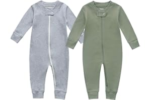 Owlivia Organic Cotton Baby Boy Girl Zip up Sleep 'N Play Pjs, Footless, Long Sleeve