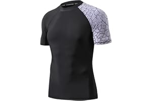 HUGE SPORTS Men's Splice UV Sun Protection UPF 50+ Skins Rash Guard Short Sleeves
