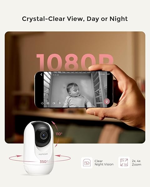 MOMCOZY SMART WIFI BABY MONITOR WITH CAMERA AND AUDIO, 5″ 1080P SCREEN WITH WALL MOUNT, MOTION & CRY DETECTION, SAFE FENCE, CLEAR NIGHT VISION, 5000MAH BATTERY, 2-WAY TALK, PHOTO & VIDEO RECORDING