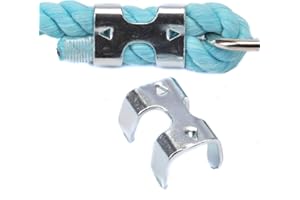 Ravenox Metal Clips for Rope | (Zinc Plated)(4 Pack) | Heavy Duty Brass Plated, Zinc Plated, Solid Brass, Stainless Steel, Nickel Plated Double Rope Clamps | for 1/2-inch and 5/8-inch Ropes, Cordage