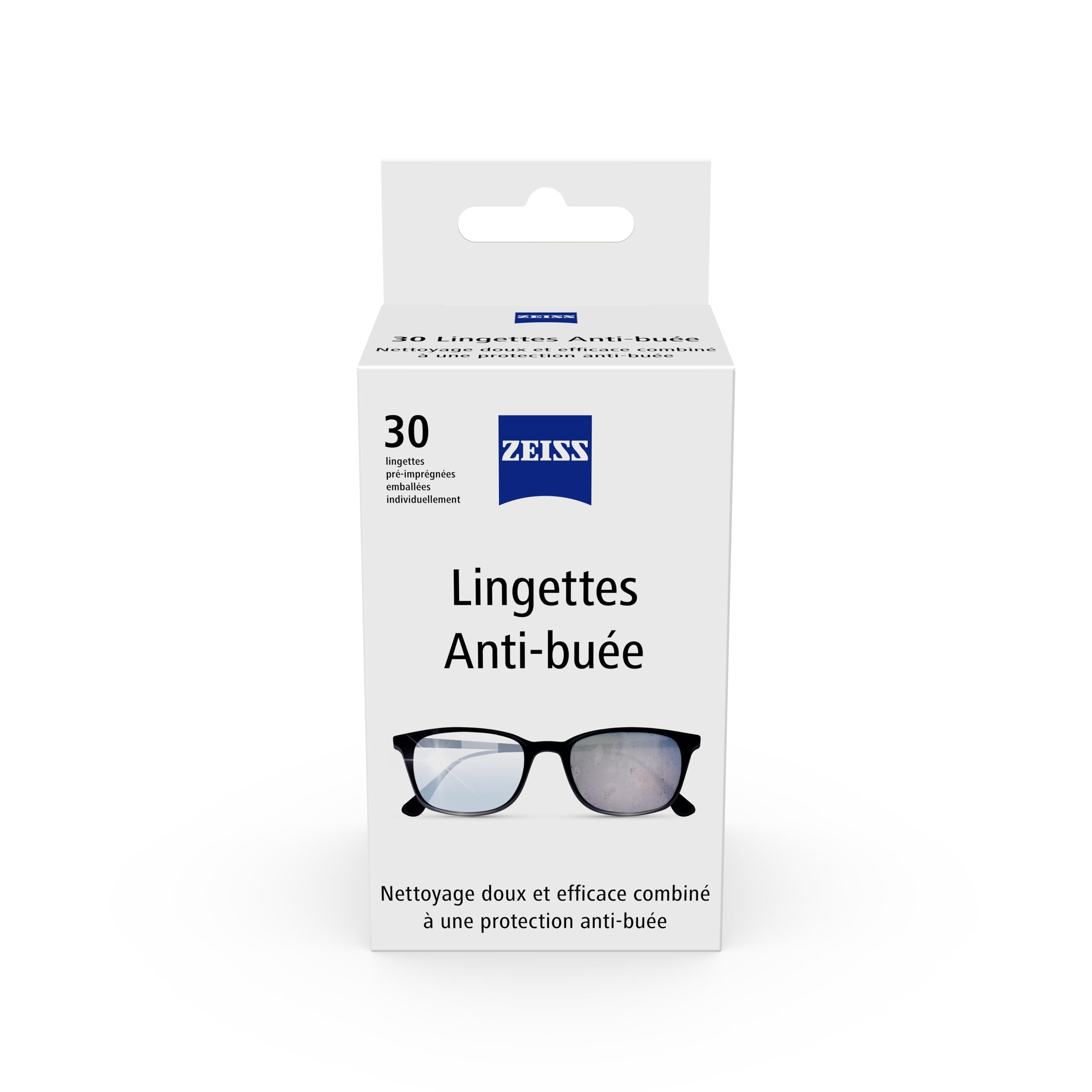 ZEISS Anti-Fog Lens Wipes, Pre-Moistened, Individually Wrapped Defogger Wipes for Coated Lenses, Binoculars, Scopes, Cameras, and Glasses, 30 Count