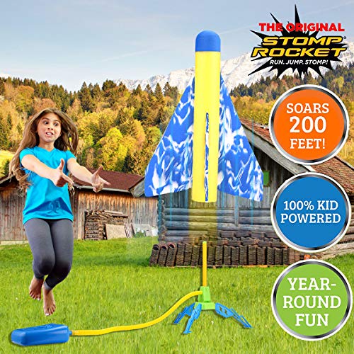 MagicWe Jump Toy Rocket Launchers for Kids Sturdy Stomp Launch Includes 6 Rockets Foam Rockets Play Rocket Soars Up to 100 Feet + Fun Outdoor Toy for Kids - Gift Toys for Boys and Girls Age 3+ Years