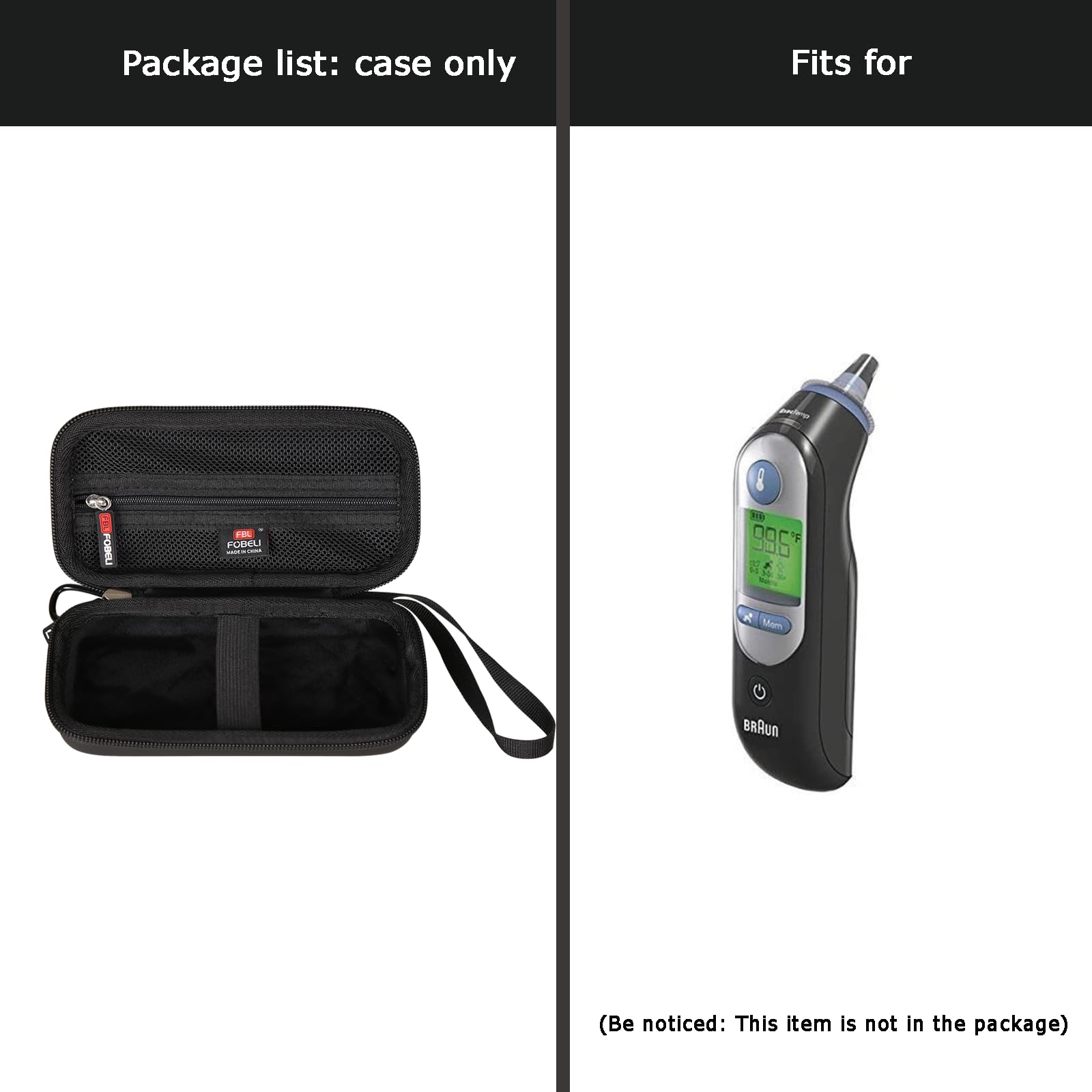 FBLFOBELI Hard Case for Braun ThermoScan 7 IRT6520/ThermoScan 5 IRT6500/ThermoScan 6 IRT6515 Digital Ear Thermometer
