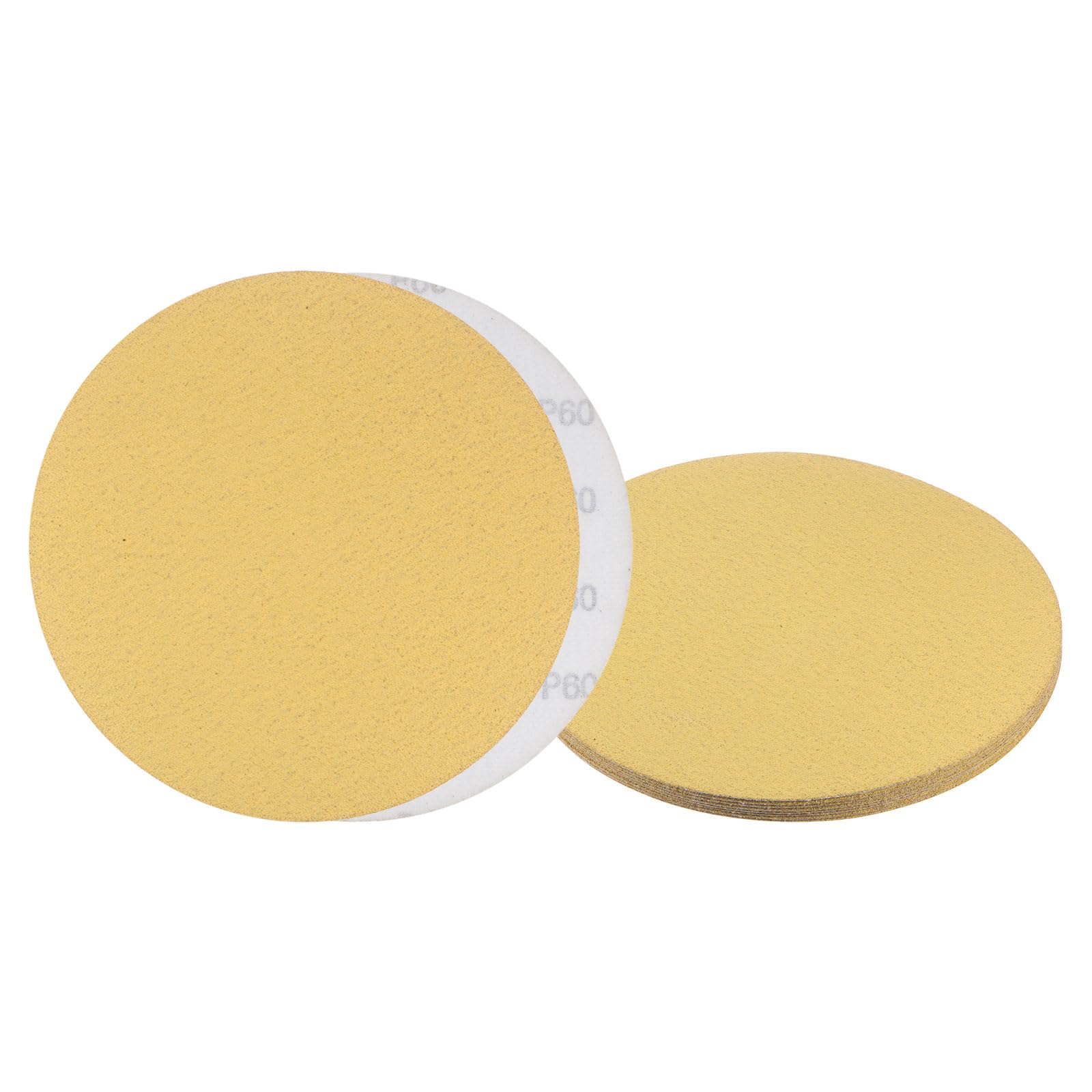 Kozelo 8pcs No Hole Sanding Discs- [ 9 Inch 60 Grit ] Round Hook and Loop Grip Sanding Pads Sheet Sandpaper for Automotive Woodworking Metal Polishing Use| Gold, Aluminum Oxide