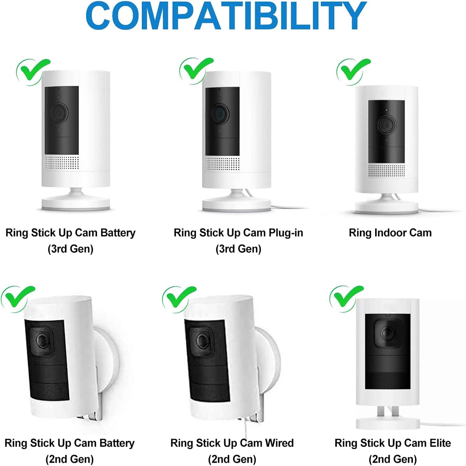 Wall Mount for All Arlo Camera, Arlo Pro, Arlo Pro 2, Arlo Pro 3,Arlo Ultra, Arlo Essential, eufyCam E/2C, Ultra/Ultra 2, & Others - Ring Stick Up Cam Battery with 1/4 Screw Head (4pack)