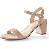 Ankis Nude Black Heels, 2.5'' Block Chunky White Clear Silver Heel Dressy Open Toe Heels For Women Ankle Strap Low Short Thick Strappy Dress Comfortable Sandal Casual Party Wedding Event Summer Shoes
