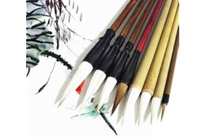 Juedi Chinese Calligraphy Brush Set - Watercolor Sumi Drawing Brushes for Writing & Painting - Pack of 8