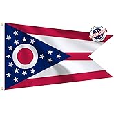Bradford Ohio State Flag 3x5 ft Outdoor, Double Sided Burgee Heavy Duty, 3 Layers OH State Flag With 2 Brass Grommets for Outside House Long Lasting