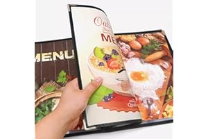 Bringsine 8.5 x 11 Inch Pockets,4 Page 8 View Transparent Restaurant Menu Covers, Fits A4 Size Paper Holders,Bar Cafe Restaurant Book Black Folder Board