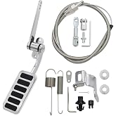 WnSEu Throttle Pedal, 2" x 4-1/2" with 24" Sleeve and Cable &amp; Carb Bracket | Includes Stainless Steel Braided 36" Throttle Cable Kit ,Universal Polished Aluminum