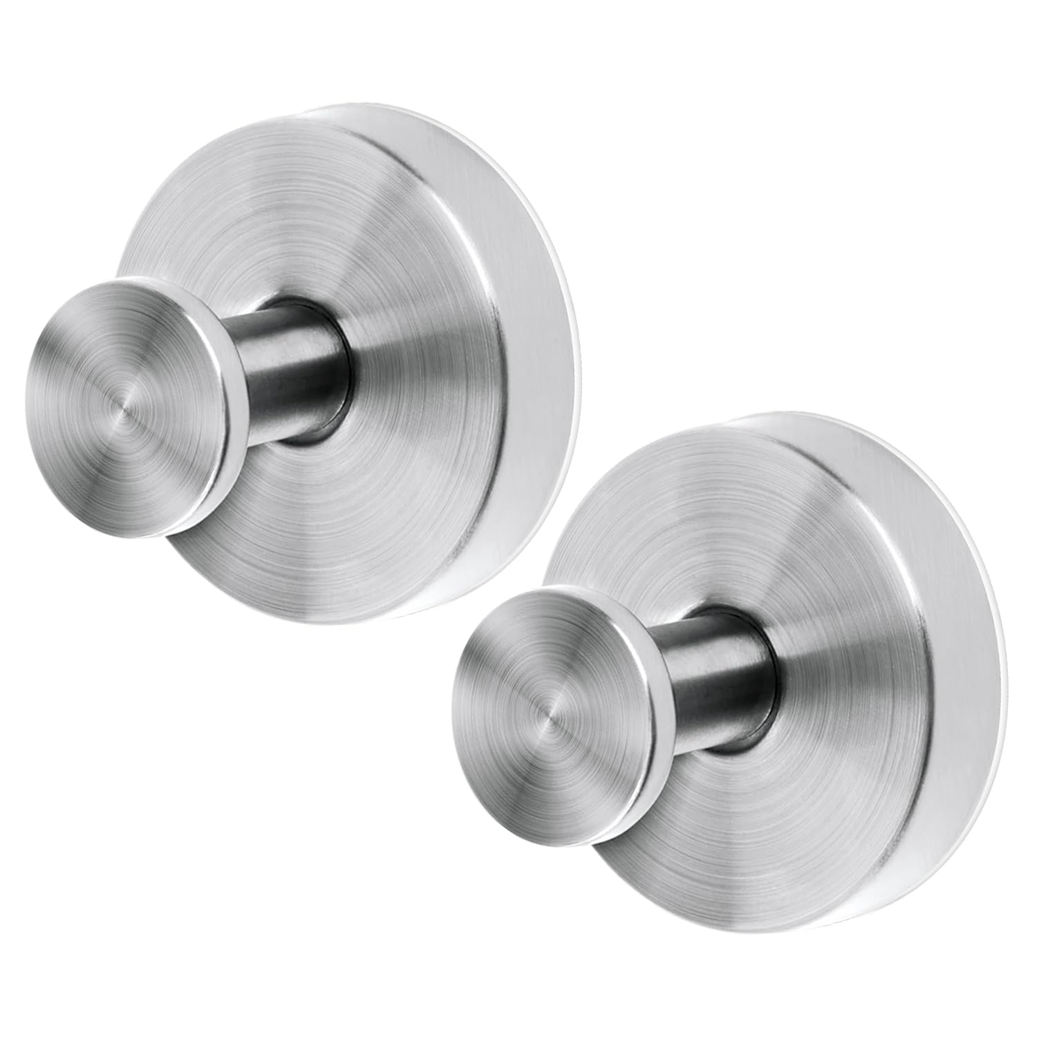 PEUTIER 2pcs Vacuum Suction Cup Hooks, Premium Stainless Steel Suction Cup Hanger Shower Hooks Suction Cup Bathroom Towel Coat Hook Suitable for Wall Glass Mirror Smooth Surface(Silver)