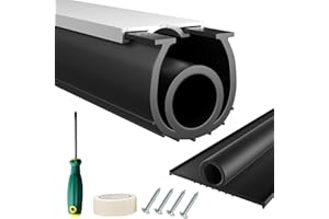 Garage Door Seals Bottom Rubber - Hzetuu 16-Feet Weatherproofing Garage Door Bottom Seal with Garage Door Tracks Rails, Combination Aluminum Garage Door Weather Stripping Retainer Kit