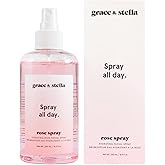 grace & stella Award Winning Rose Water Facial Spray (240ml) - Vegan - Rose Water Spray for Face - Rosewater Spray Toner Rose Hydrosol - Rose Spray Facial Mist - Rosewater Spray Toner Rose Hydrosol