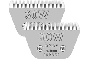 DODAER 2 Pack 30 Wide Blades for Dog Grooming,Compatible with Andis,Oster A5,Wahl km10 Clippers,Cutting Length 1/100"