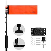 Affordura Kayak Lights with Orange Flag Pole Kit White LED | 360&deg; Light Battery Powered Boat Navigation Lights for Night Kayak Fishing and Paddling, Perfect Kayak Accessories Gadgets