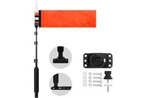 Affordura Kayak Lights with Orange Flag Pole Kit 55.5" Height White LED 360 Light Battery Powered Boat Navigation Lights for Night Kayak Fishing and Paddling, Perfect Kayak Accessories Gadgets