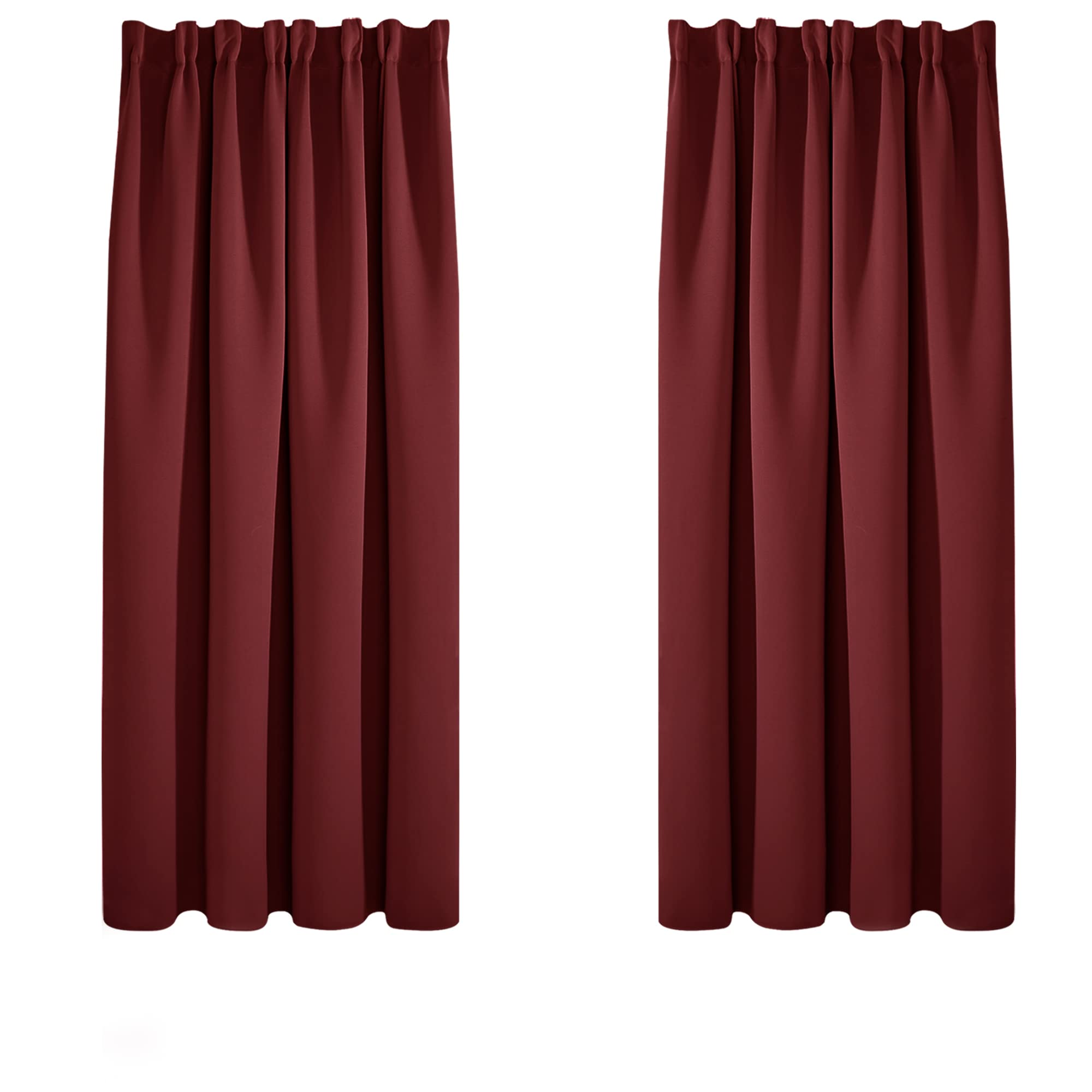 Deconovo Thermal Insulated Blackout Curtains Rod Pocket Energy Saving Pencil Pleat Curtains for Bedroom 52 x 63 Inch Red 2 Panels