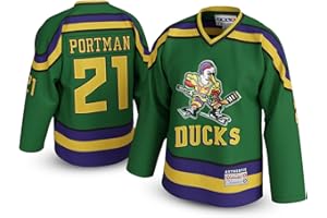 UNLC Dean Portman #21 Mighty Ducks Jersey – Green 90s Hockey Shirt with Stitched Letters, Adult Sizes S–5XL