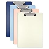 KIROYAL 4 Pack Plastic Clipboards Multiple Colors