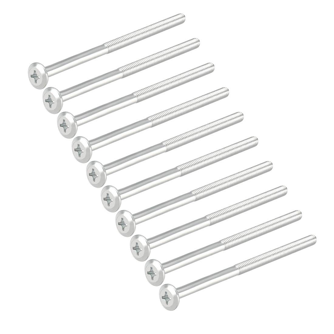 sourcing map M6x100mm Phillips Head Machine Screws Zinc Plated Cross Screw Leather Fasteners Bolts for Account Book Half Thread Carbon Steel 10Pcs