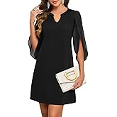 oten Women's 2026 Flutter Chiffon Sleeve Cocktail Dresses V Neck Formal Wedding Guest Party A-Line Dress