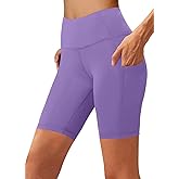 Aoliks Biker Shorts Women with Pockets - 8" High Waisted Tummy Control Running Workout Spandex Gym Volleyball Yoga Shorts